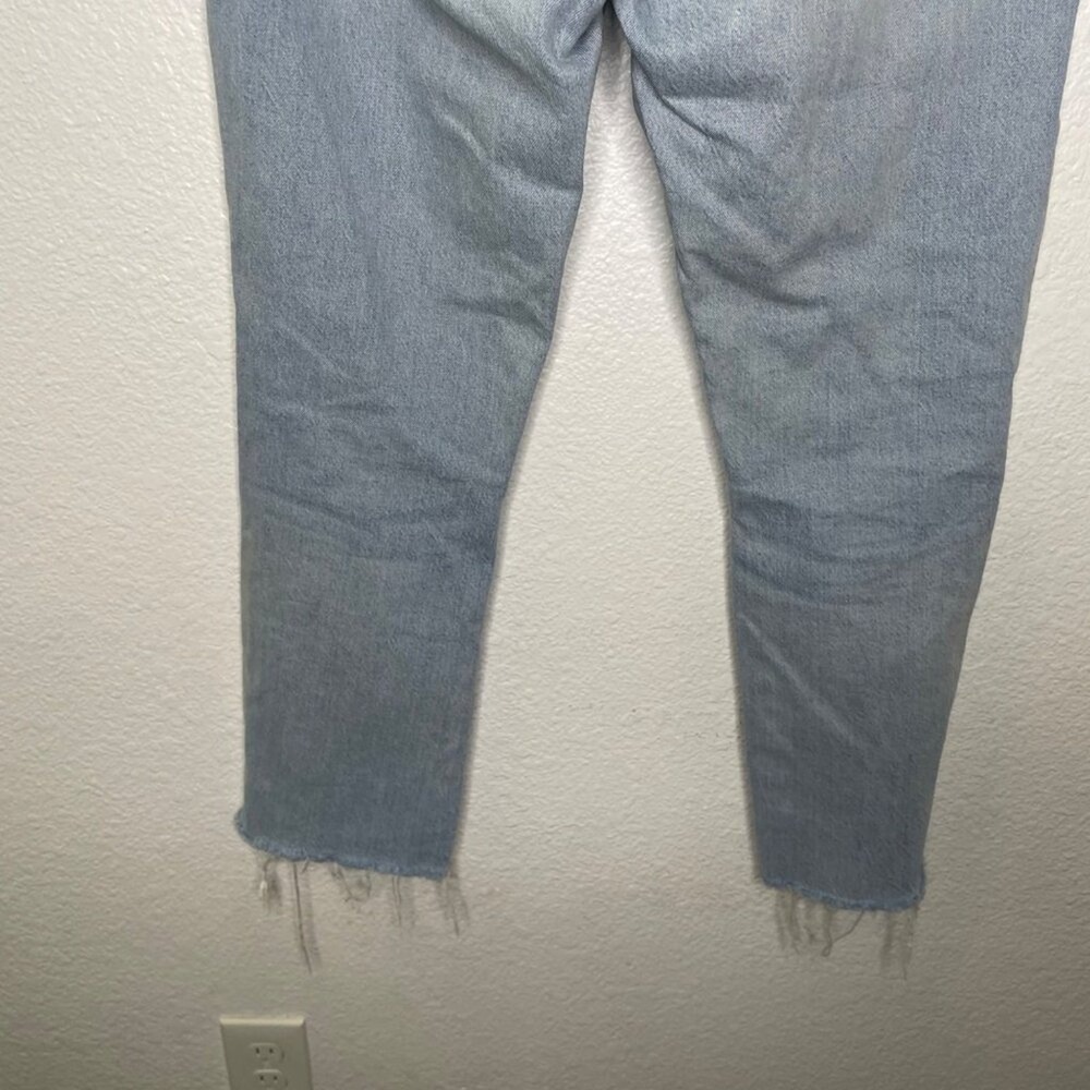 Zara High Rise Distressed Straight Leg Jeans Light Wash Raw Hem Size 8 MEX 30 - Picture 13 of 14